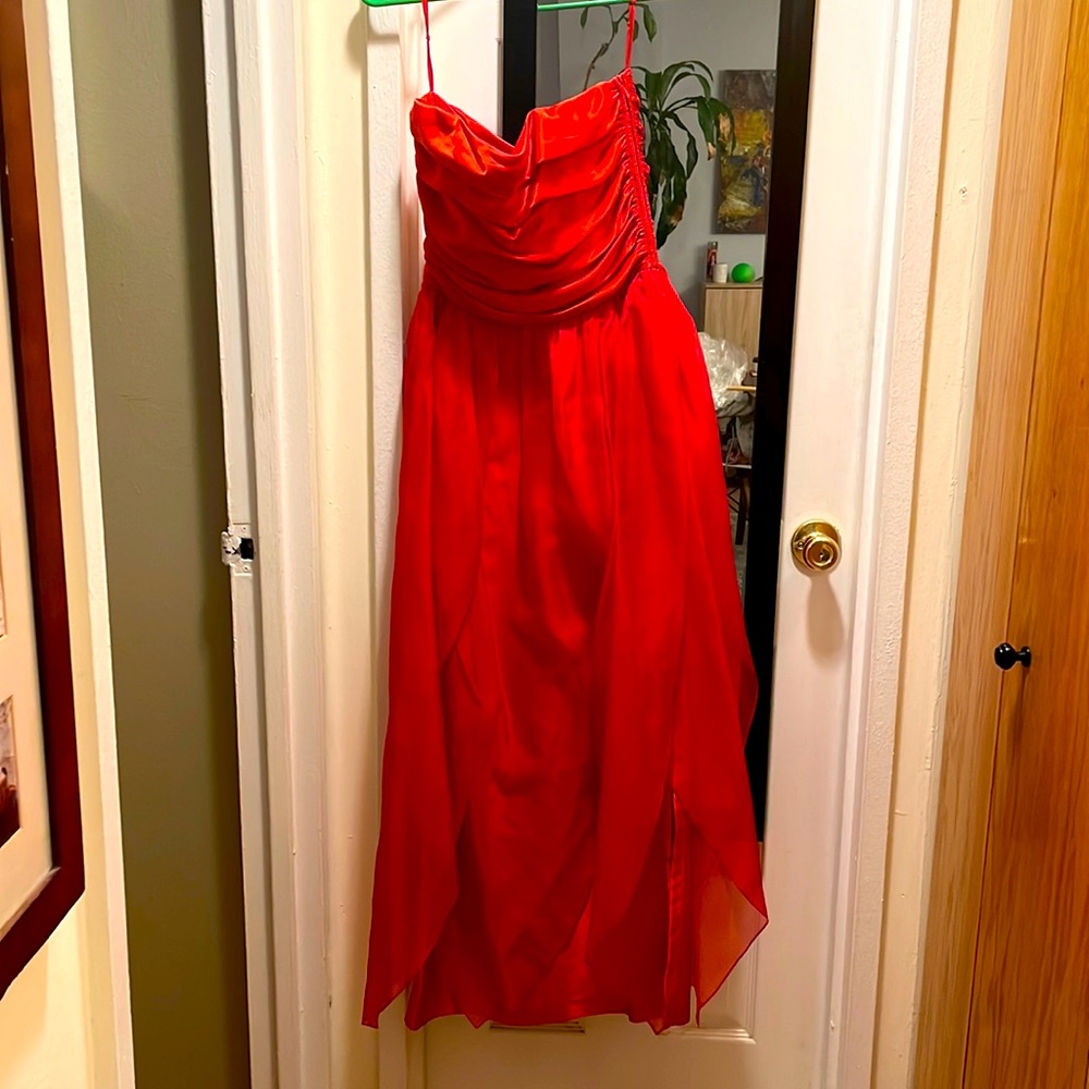Vintage Red Louis Feraud Strapless Gown